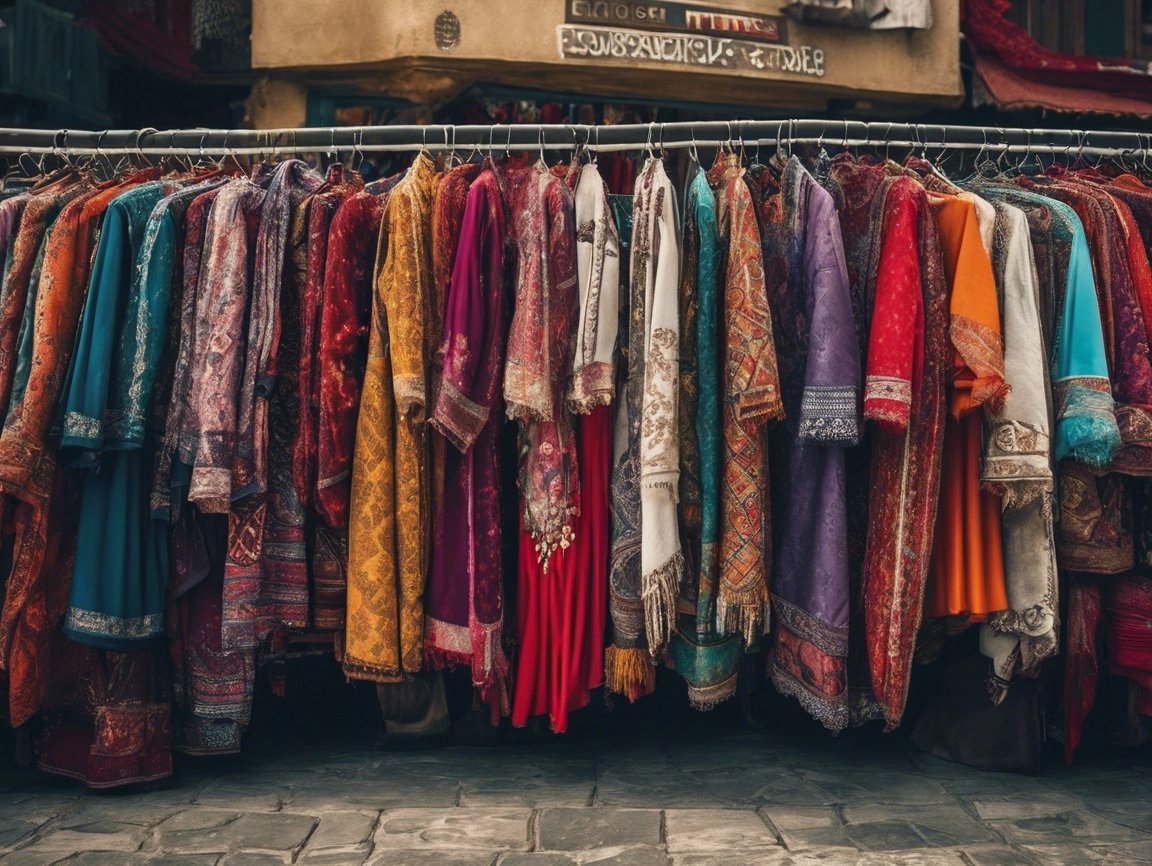 a group of clothes on a rack